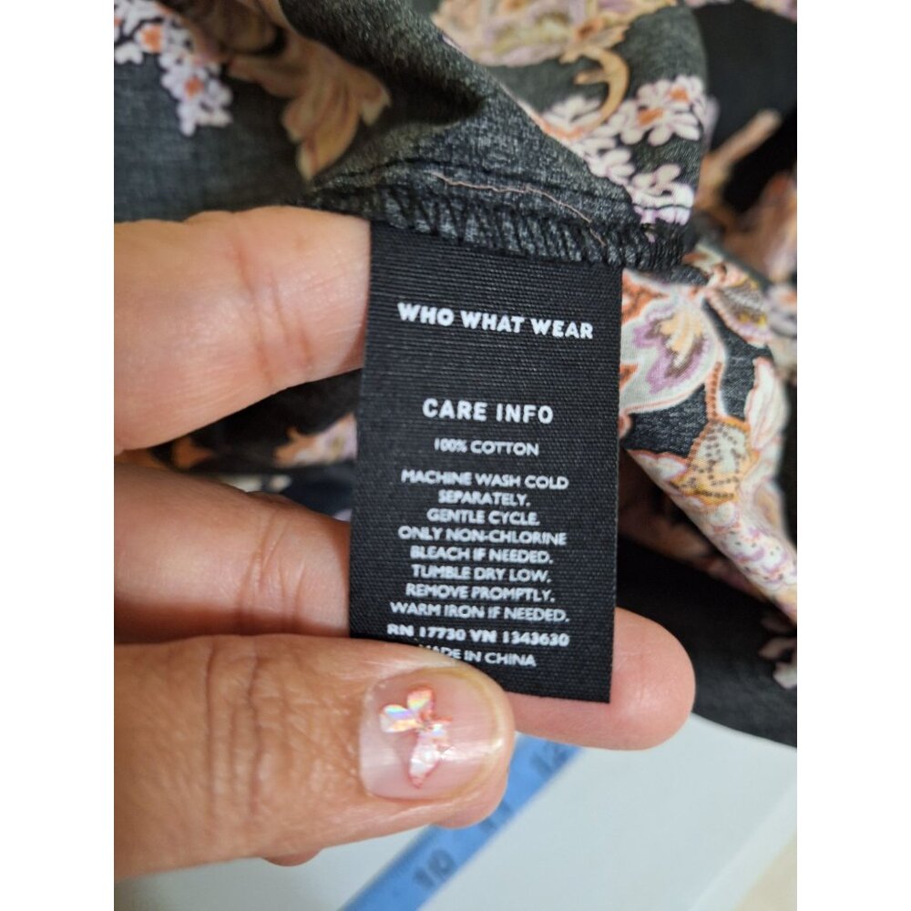 Who What Wear Black Floral Midi Dress 100%‎ Cotton Womens Size 2X Summer - Picture 2 of 12